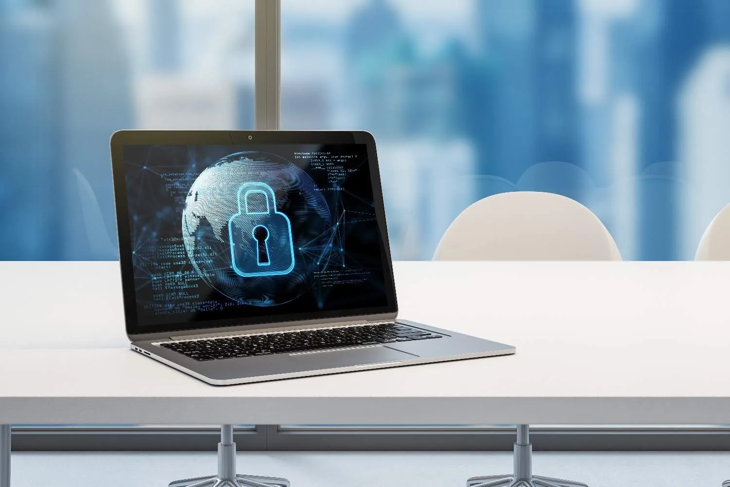 Person safely working on a laptop